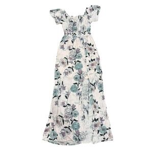 Floral Off-Shoulder Maxi Dress in pink and Teal